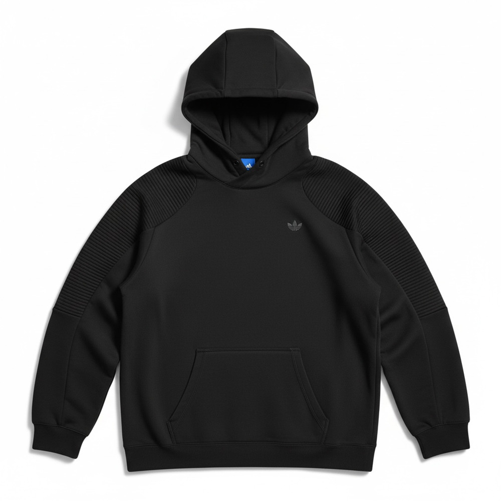 Adidas Originals Moto Head Ribbed Arm Men's XL Hoodie Triple Black Trefoil Logo